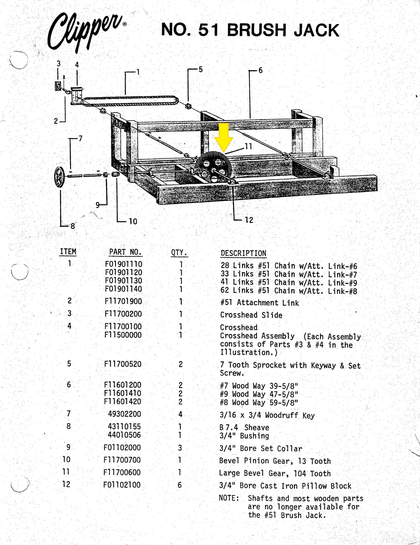Large Gear Number 51 Brush-Drive 104 Tooth